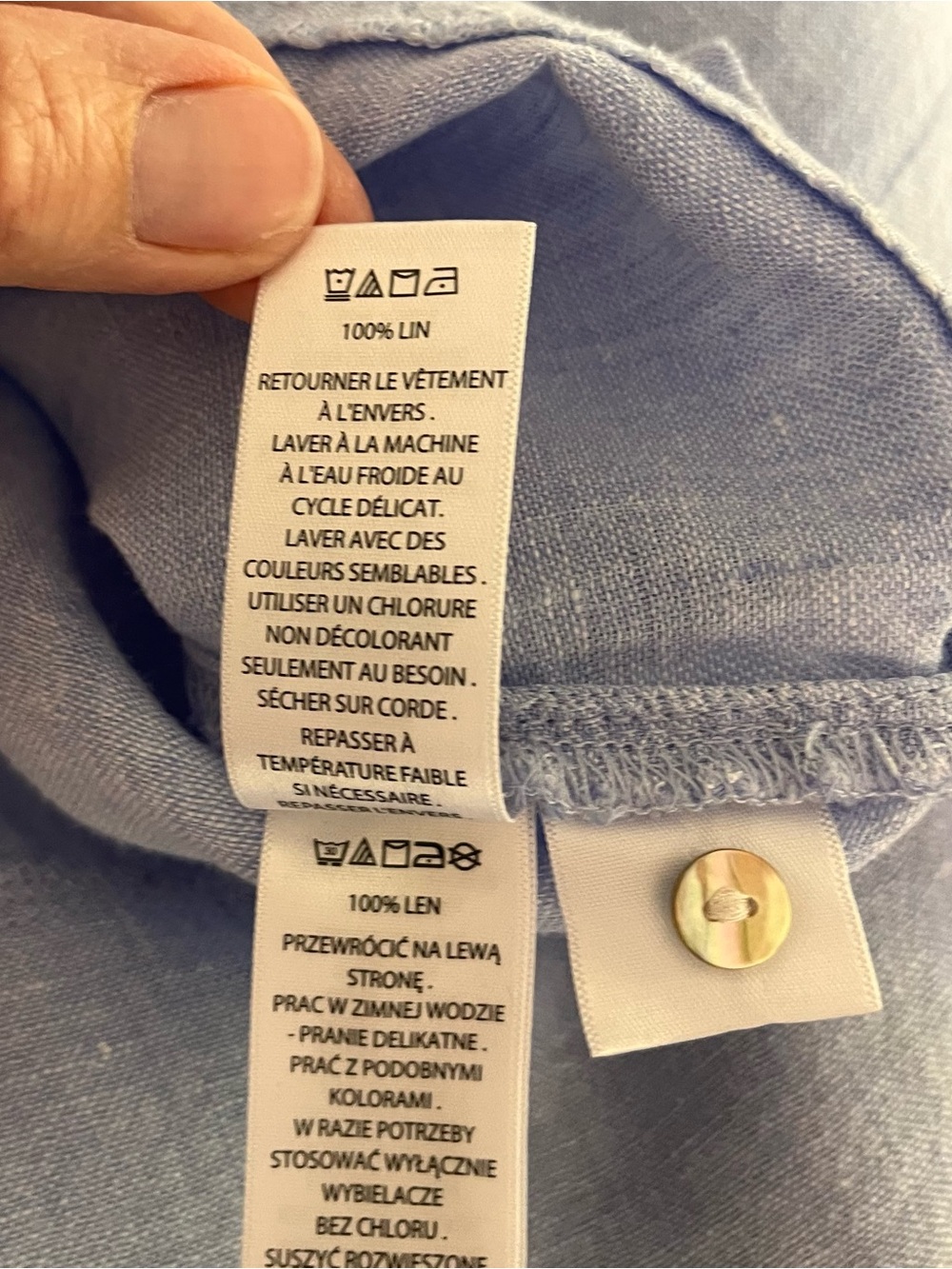 Tahari Women’s Light Blue 100% Linen Buttoned Long Sleeve Shirt Tunic Size Large - Picture 8 of 10